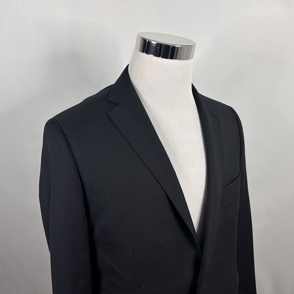 Indochino 38R Bespoke Sport Coat 100% Wool Black Two Button Double Vented